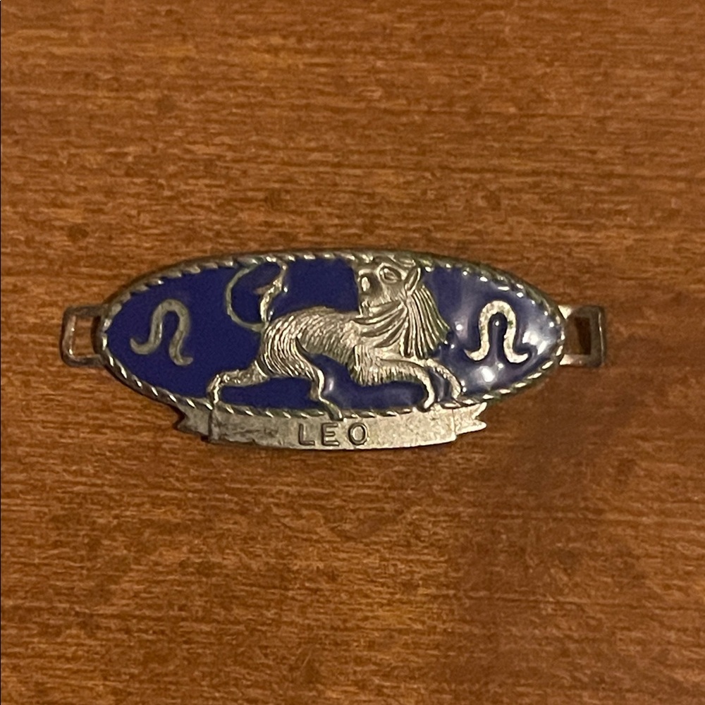 Vintage Silver and Blue Leo Zodiac Accessory
